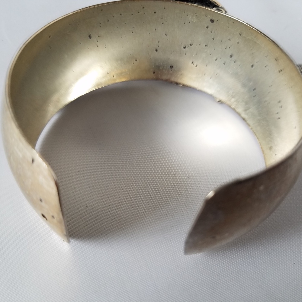 3 Silver Black Bracelets Bangle Cuff Stackable - image 4